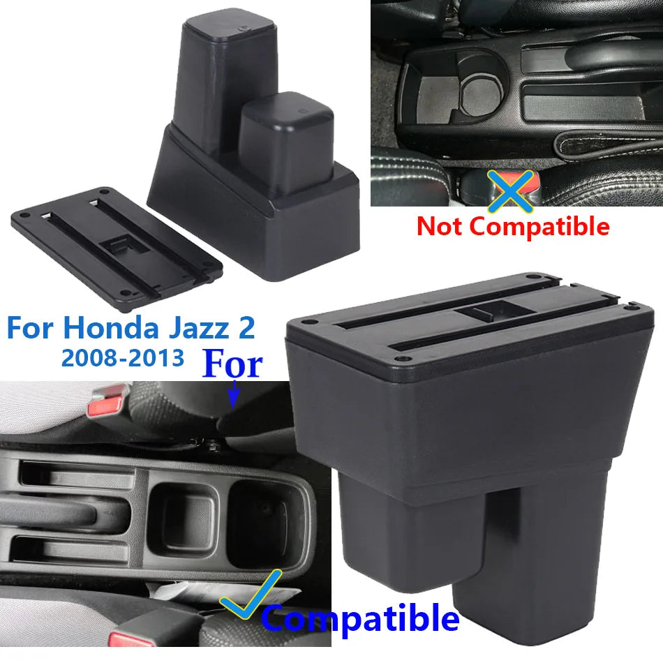 Honda Jazz 2009-2013 için Deri Depolama Kolçak Kutusu, PU Deri ABS Kasa ile, 2008-2013 Honda Fit Jazz ile de Uyumlu