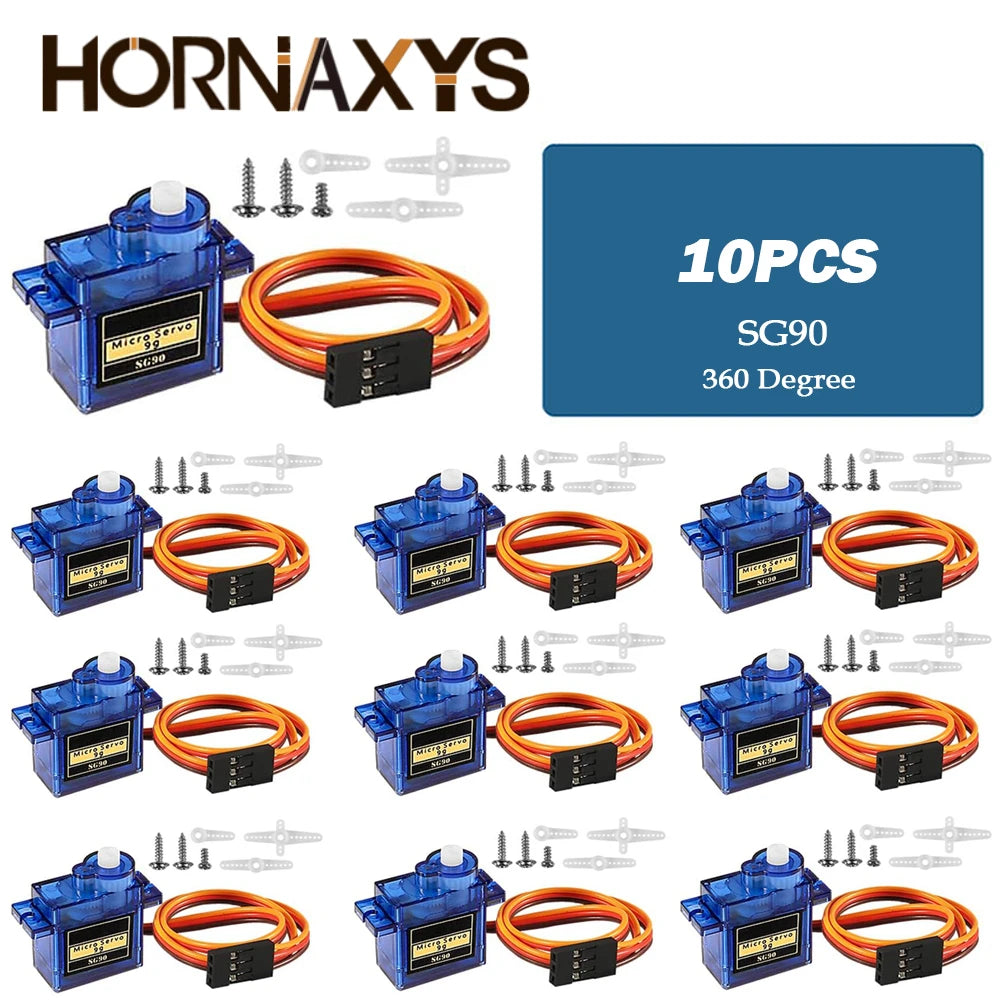 SG90 9G Micro Digital Servo Motor &ndash; Precision Control with 180/360 Degree Rotation 10PCS-360 Degree