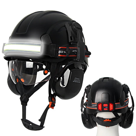 CE Construction Safety Helmet With Goggles &ndash; LED Headlamp
