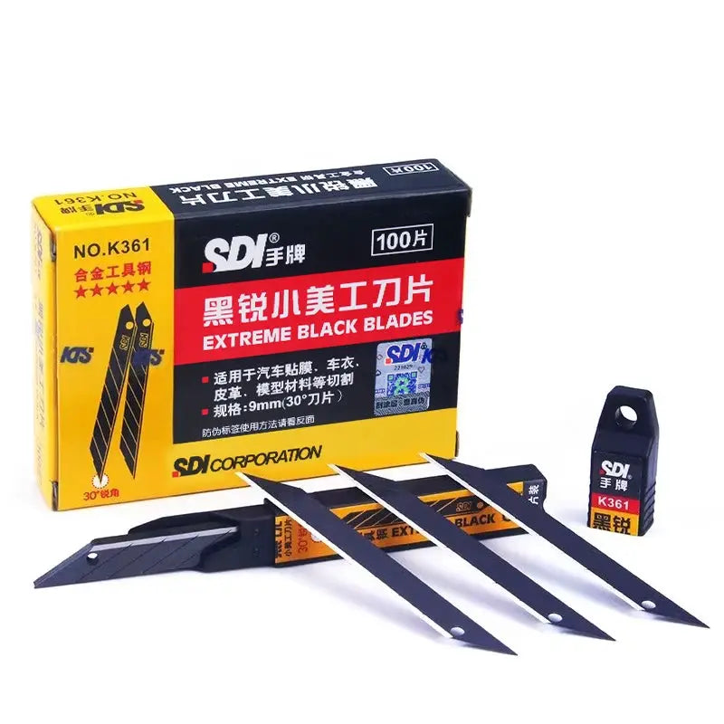9mm Small Art Blade 30 Degree Sharp Angle Black Blade Automotive Wear-Resistant Film Engraving Blade K361/1361 Utility Knife by InterCyprus Trading Ltd