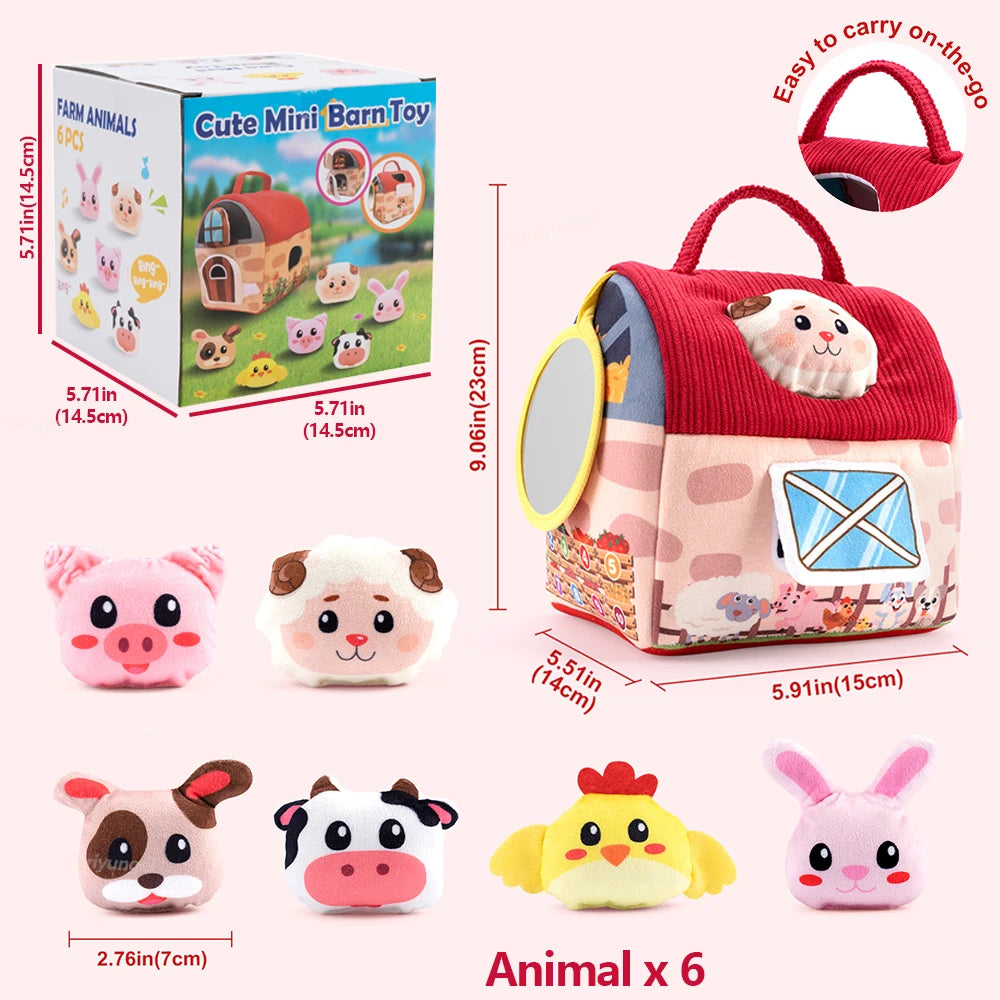 Plush Barn With Farm Animals &ndash; Sensory Montessori Toy with Box