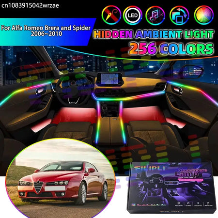 For Alfa Romeo Brera and Spider 2006~2010 RGB Car Interior Ambient Lights Strips Breathing Lighting Kit App Control LED strips by InterCyprus Trading Ltd
