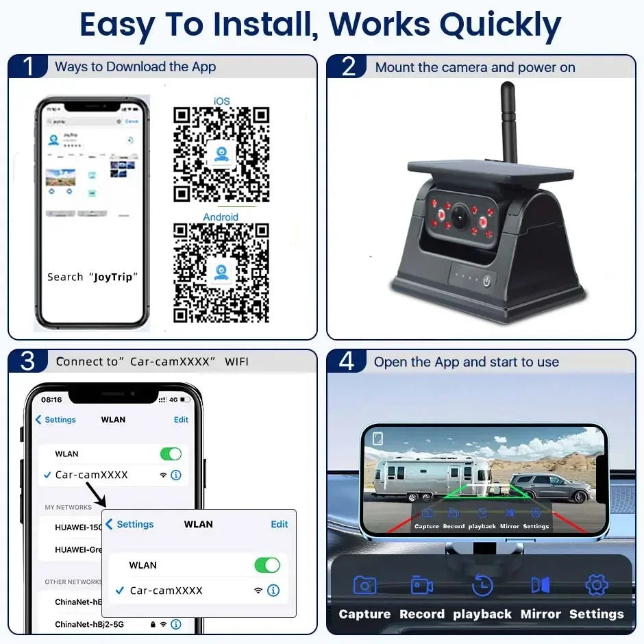 Wireless WiFi Solar Backup Camera Magnetic Base &ndash; AI Alarm