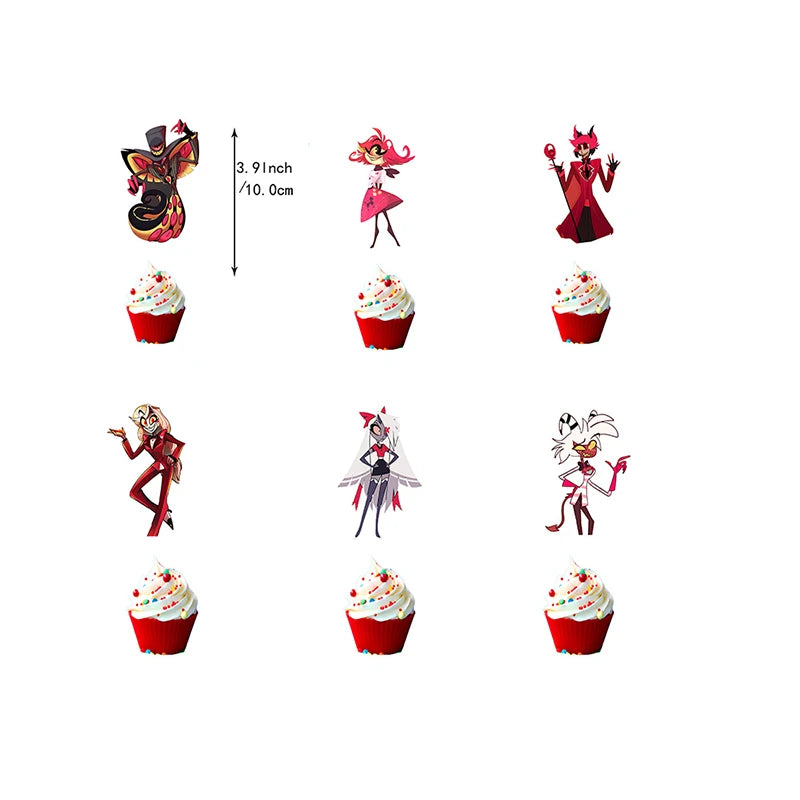 Hazbined Birthday Party Decoration Set with Balloons, Banner, and Cake Topper