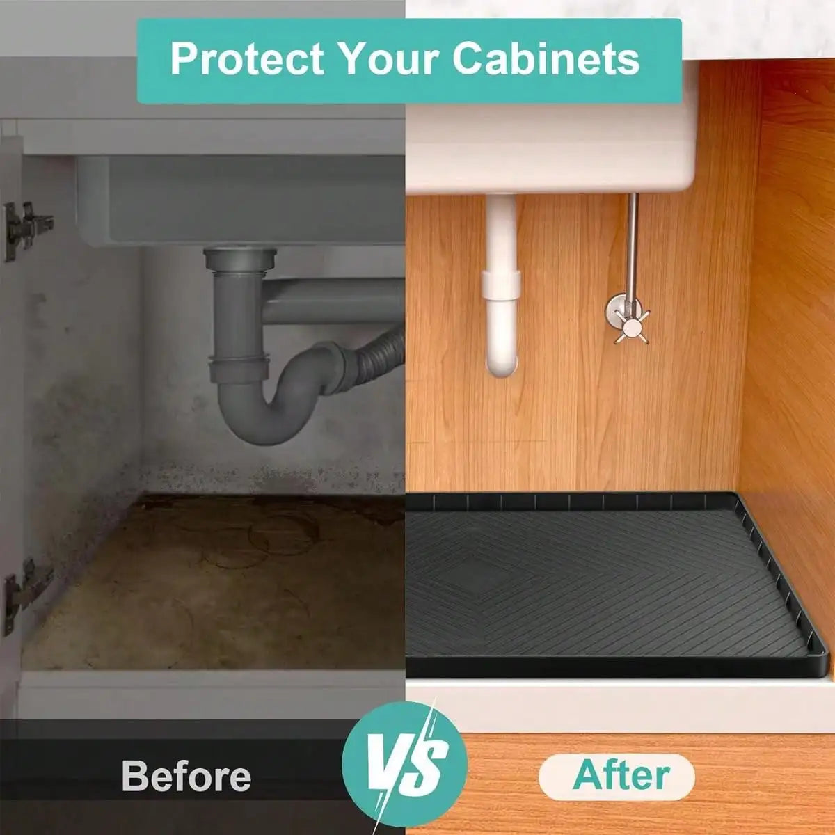 Leeseph Under Sink Silicone Mat &ndash; Waterproof Leakproof Mat