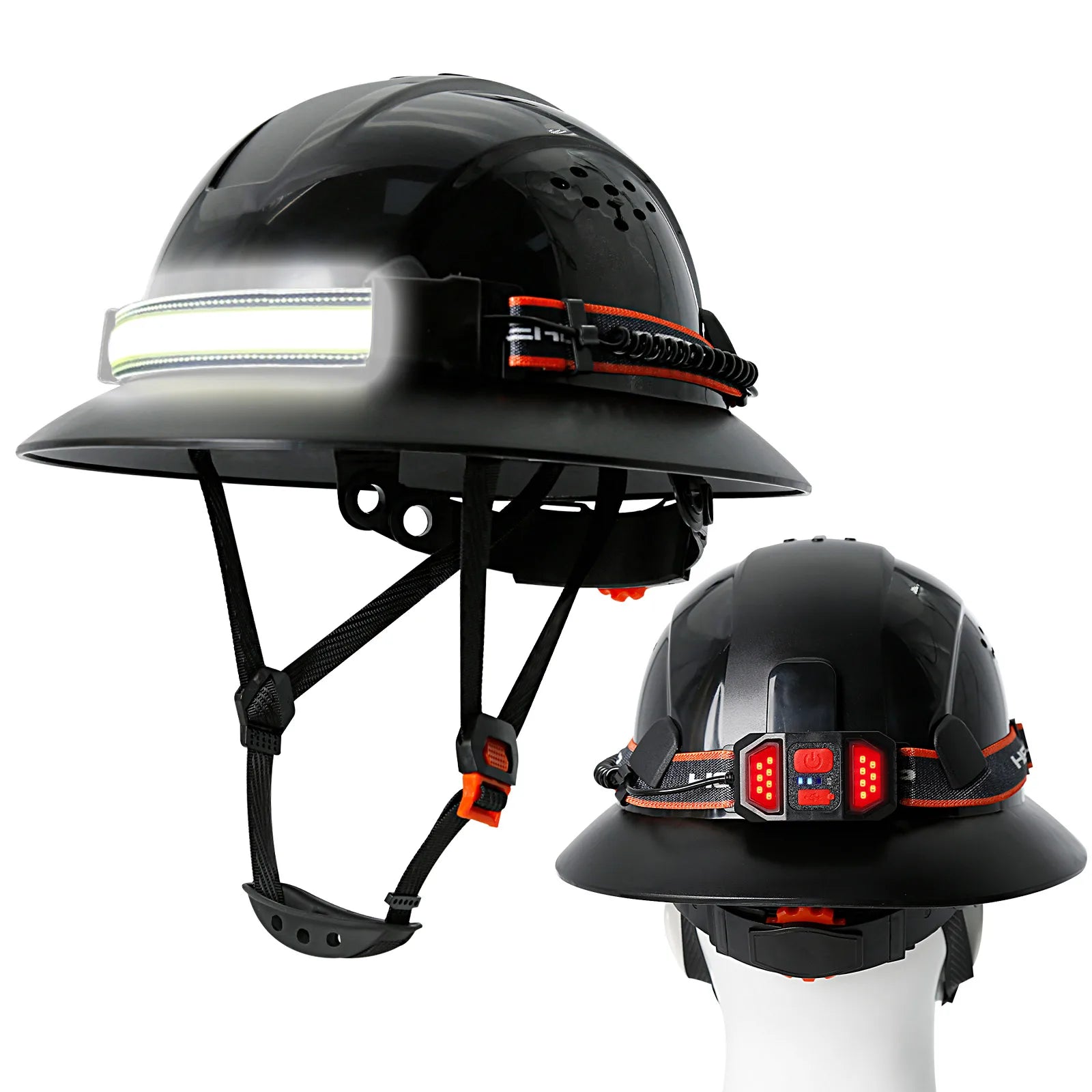 CE Full Brim Safety Helmet LED Lighting &ndash; Anti Collision Black