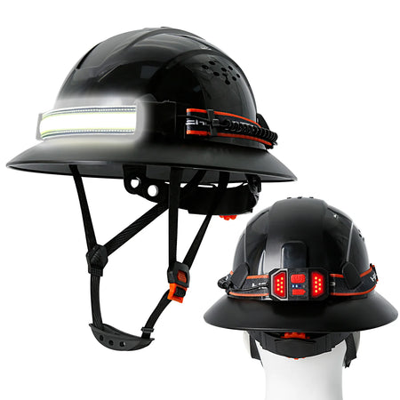 CE Full Brim Safety Helmet LED Lighting &ndash; Anti Collision Black