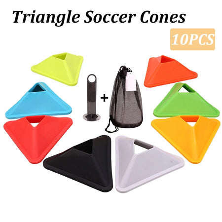 10PCS Triangular Football Training Cones - Agility Markers for Soccer Practice
