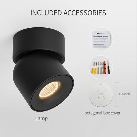 Aisilan LED Ceiling Spotlight - Rotation Adjustable 110v black / CHINA / Warm White|9W