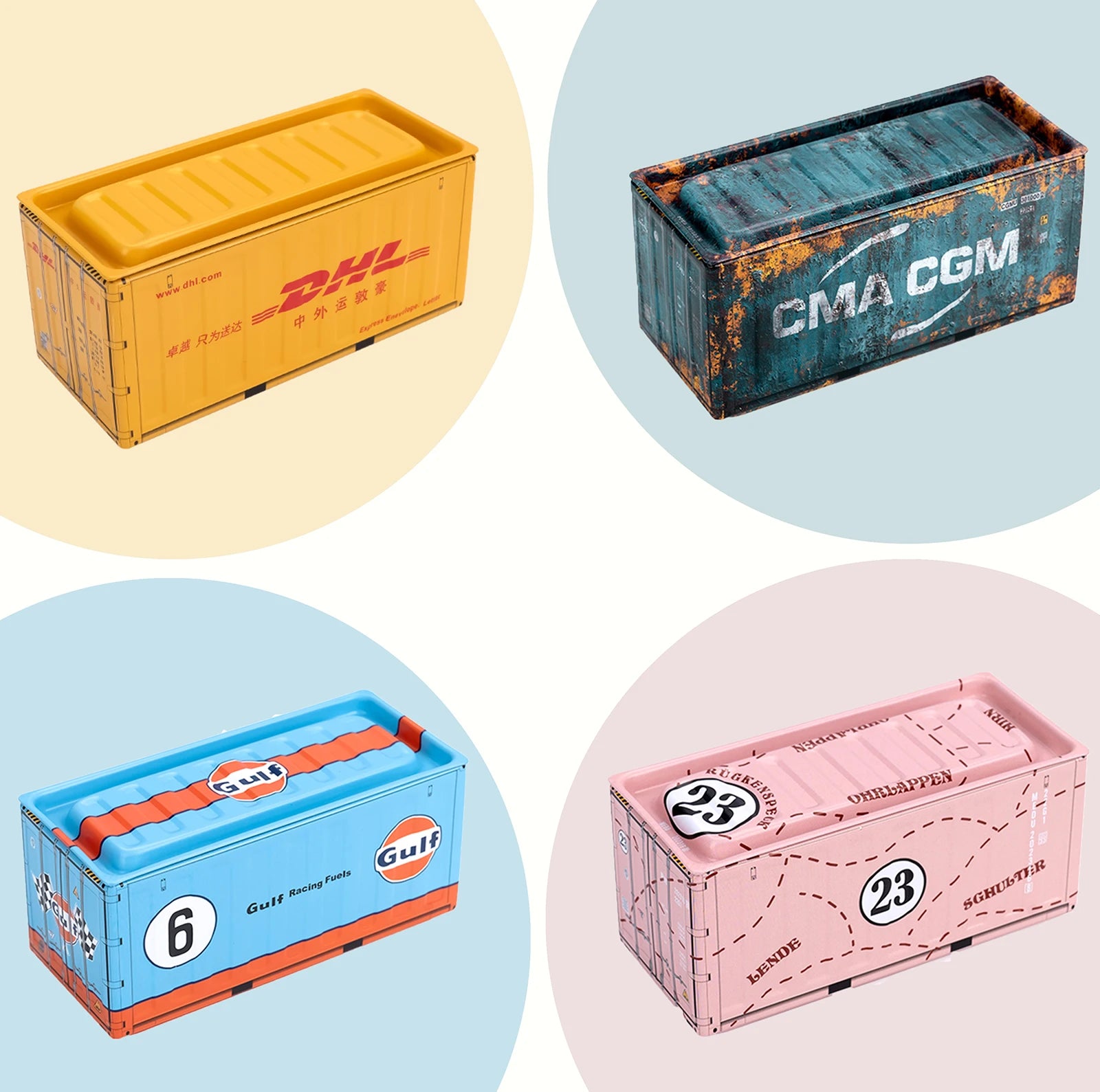 Coolplay Retro Industrial Iron Mini Storage Box Set &ndash; Creative Desktop Decoration 4pcs C / no dolls