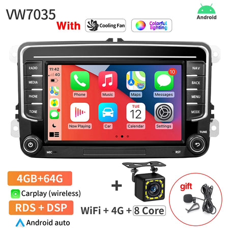 AKAMATE 7Inch 2Din Android 13 Car Radio &ndash; CarPlay GPS 4 64G 12LED