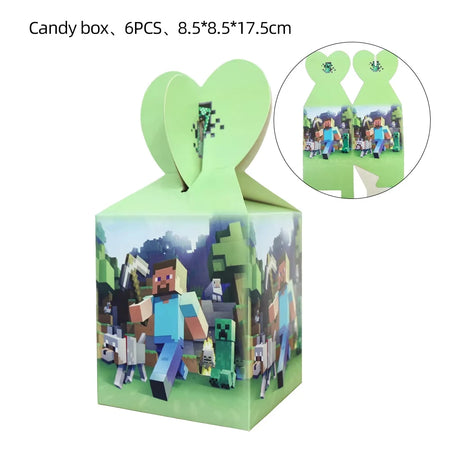 Pixel Game Party Supplies - Disposable Tableware &amp; Decor 6pcs candy box
