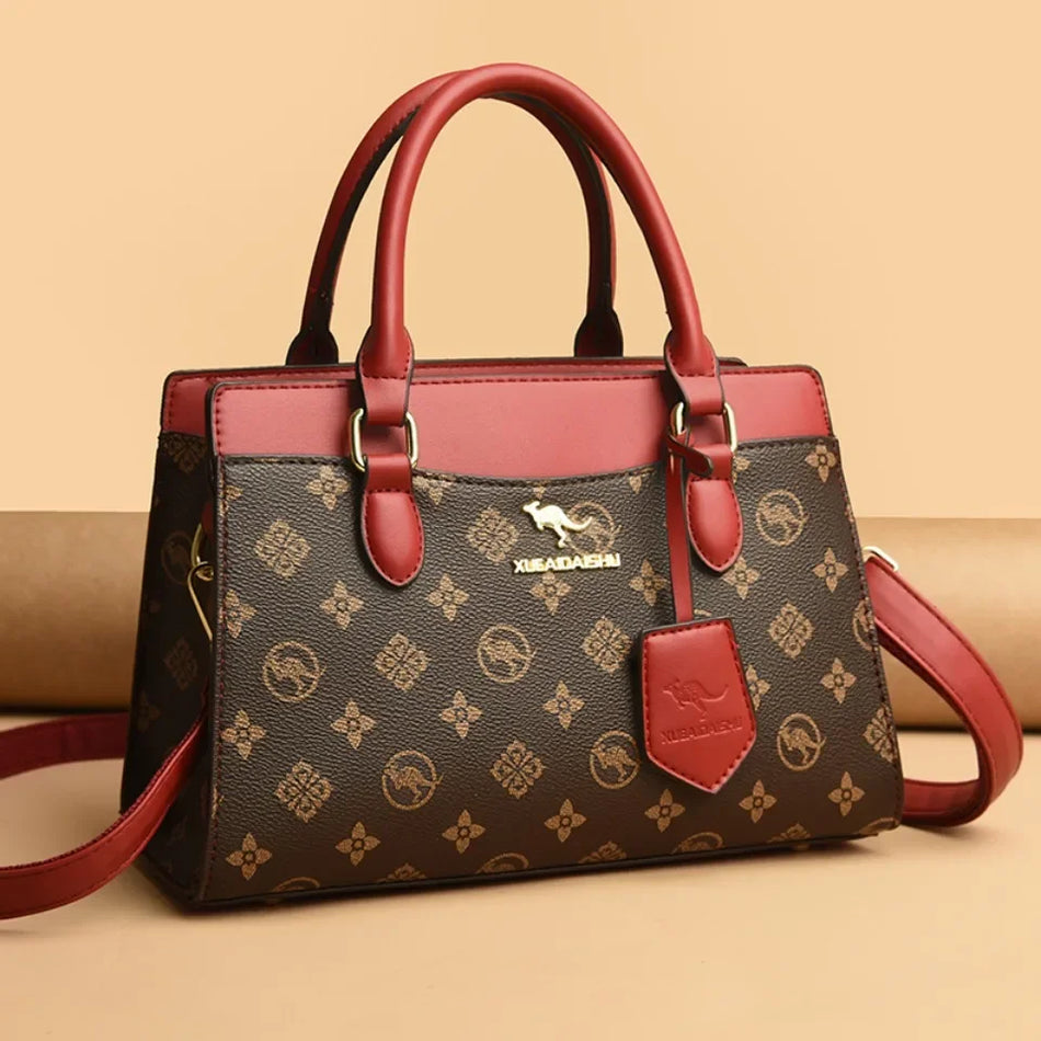 Ylellinen Printti Mikrofiiberi Nahkainen Olkalaukku Naisille, Ylätasku Kassi, Ristikkäin Tyylinen