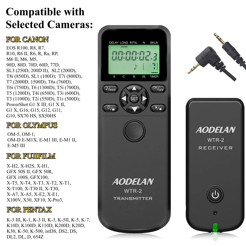 AODELAN WTR-2 Wireless Timer Lapse Intervalometer Remote Control for Multi-Brand Cameras C6 for canon / China