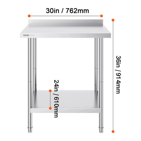 Adjustable Height Stainless Steel Prep Table 24x36 24x30 in / france
