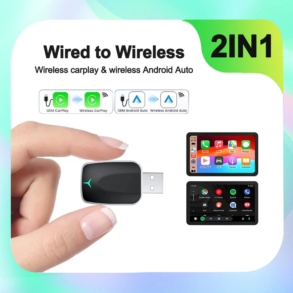 Bezprzewodowy adapter CarPlay Android Auto 2 w 1, Plug And Play, 5GHz WiFi