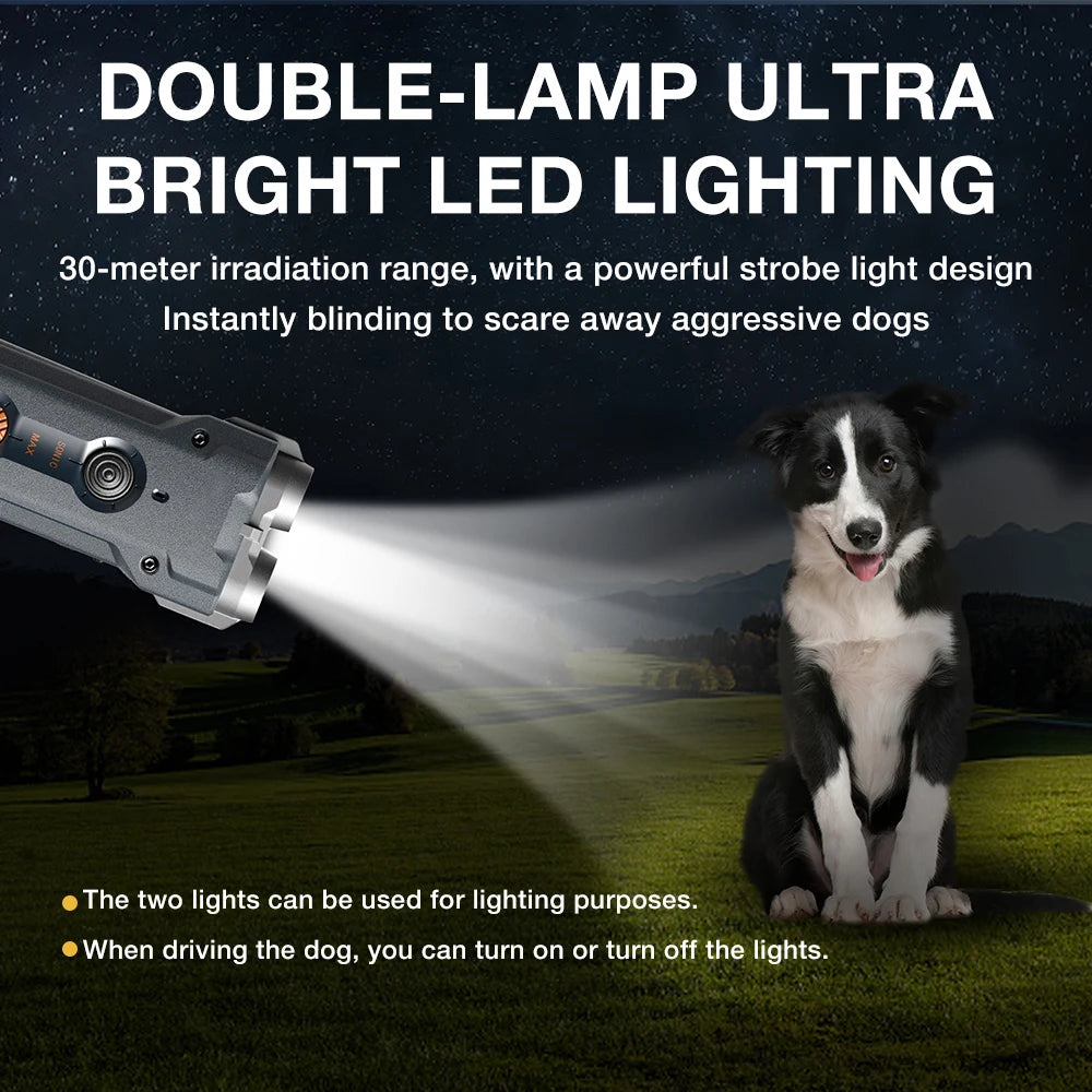 Double Flashlights Ultrasonic Dog Repeller &ndash; Bark Deterrent
