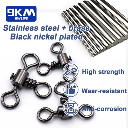 Triple Swivel Stainless Brass 3 Way Fishing Line Connectors - 25~100Pcs | 9KM DWLIFE