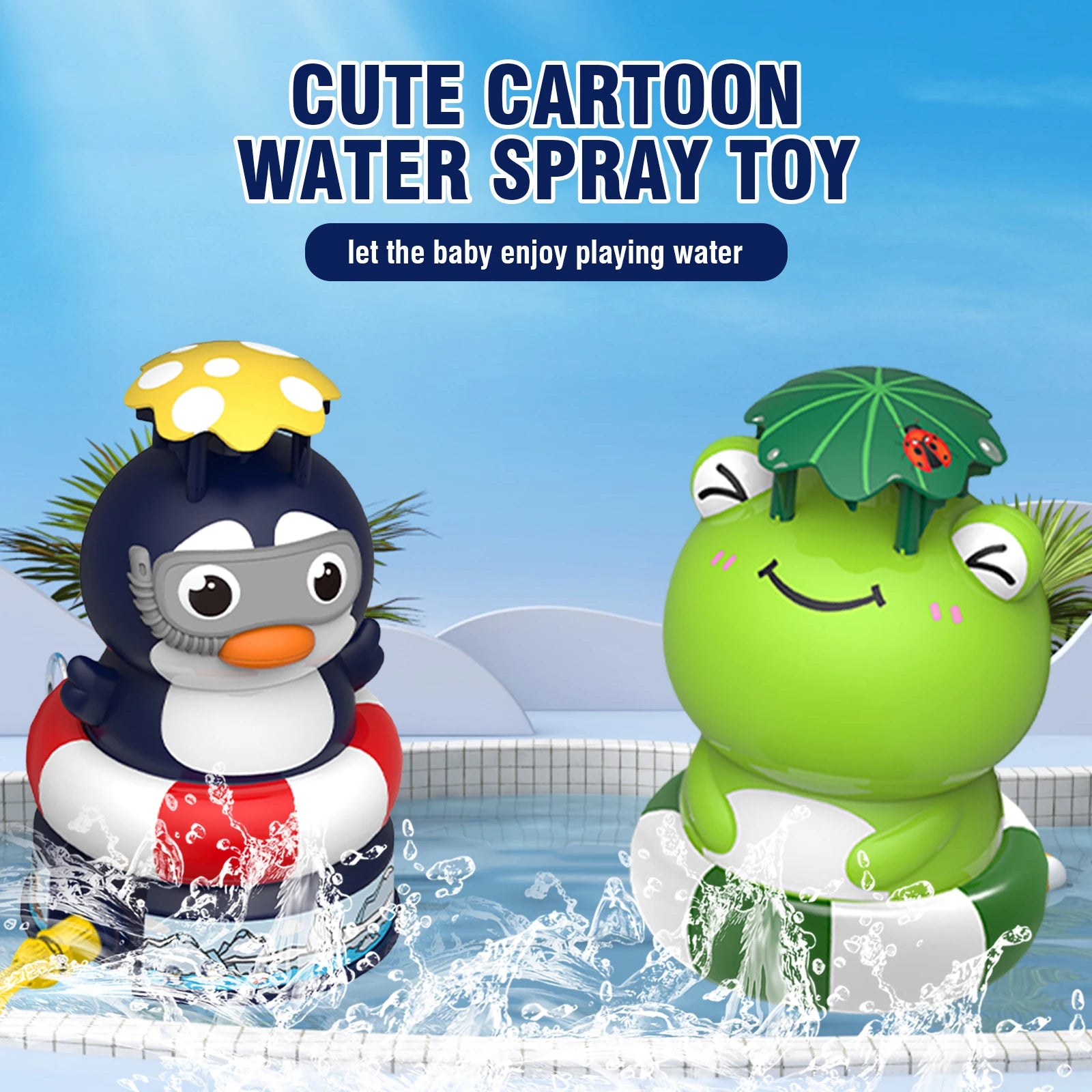 Cartoon Frog Water Sprinkler Toy &ndash; Rotating Spray Action