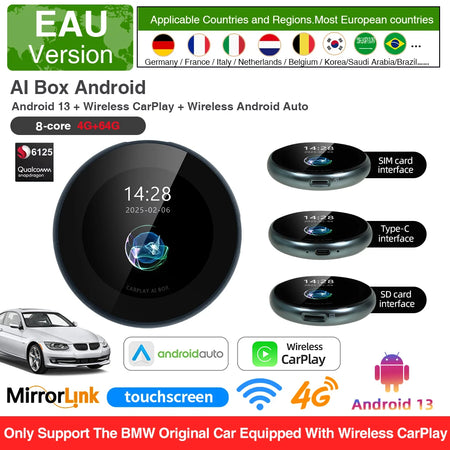 CarPlay AI Box For BMW ID6 ID7 ID8 ID9 - Android 13 EAU 4 64GB