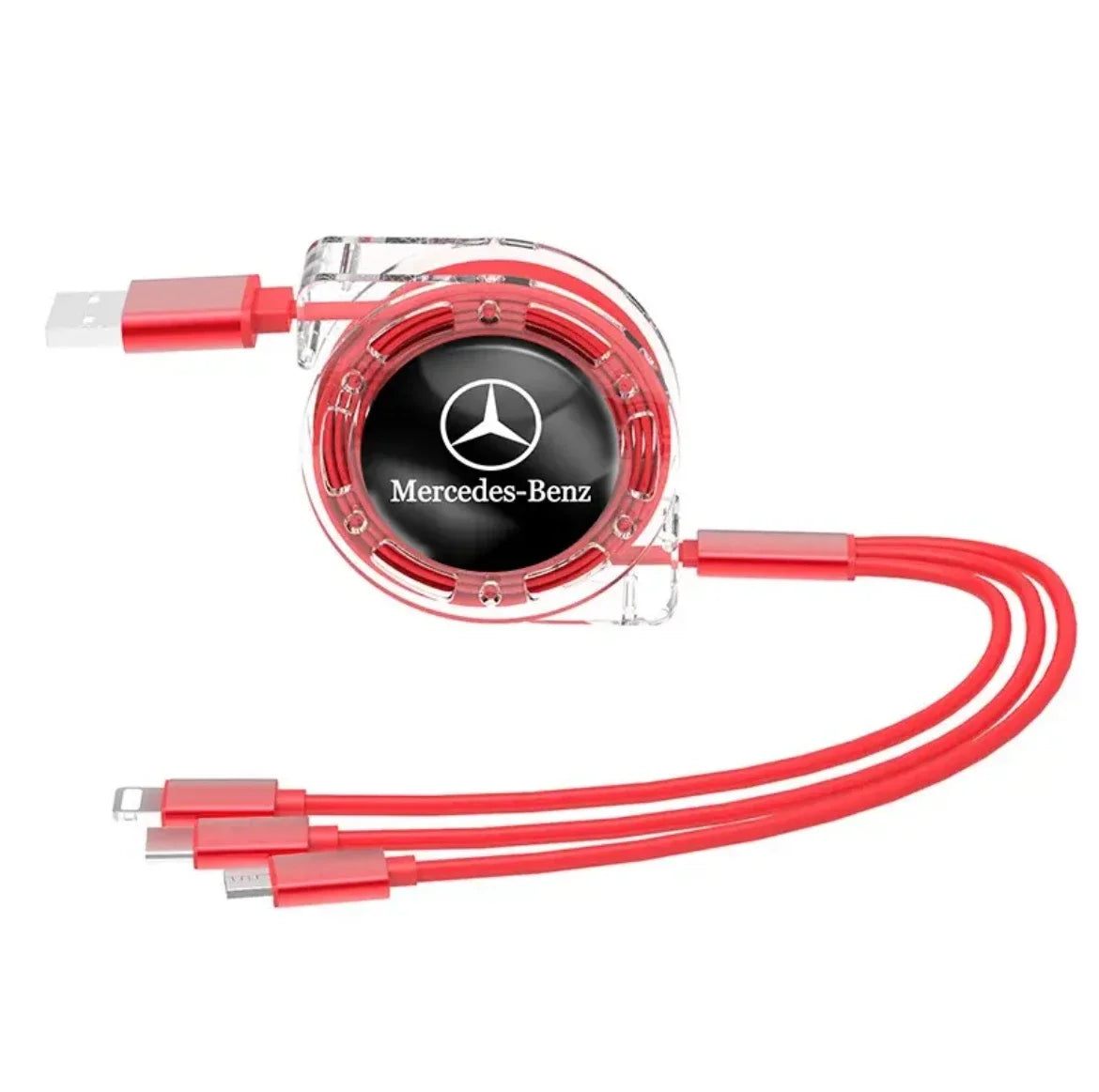 Car Interior 3 In 1 Fast Charger USB Data Cable &ndash; Convenient Connectivity for Mercedes Benz Red / For Mercedes Benz