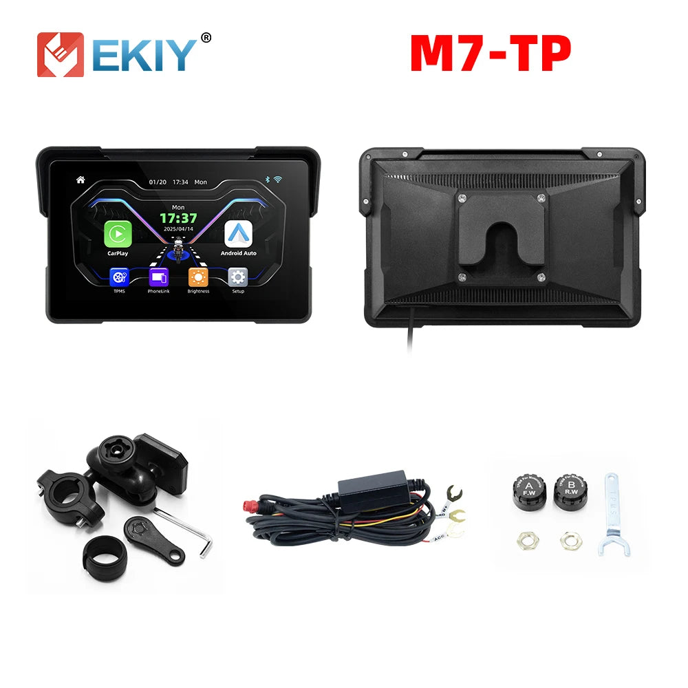 EKIY Wireless CarPlay Moto Android Auto 7.0 Inch &ndash; Portable Waterproof GPS Navigation Display M7-TP / None