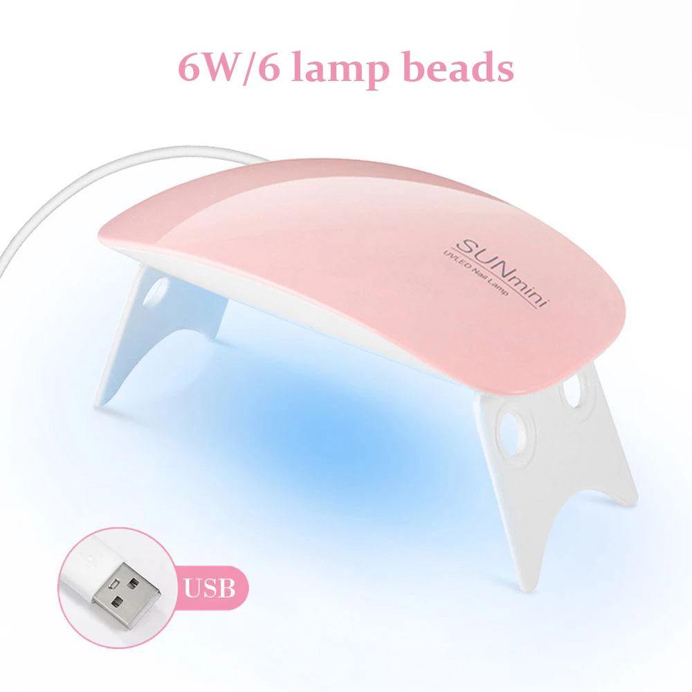 YIKOOLIN 6W UV LED Mini Nail Lamp &ndash; Fast 60s Drying Pink-A 1