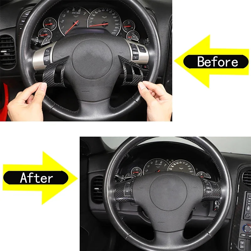 Autocolante de Moldura para Botão do Volante em Fibra de Carbono Real C6
