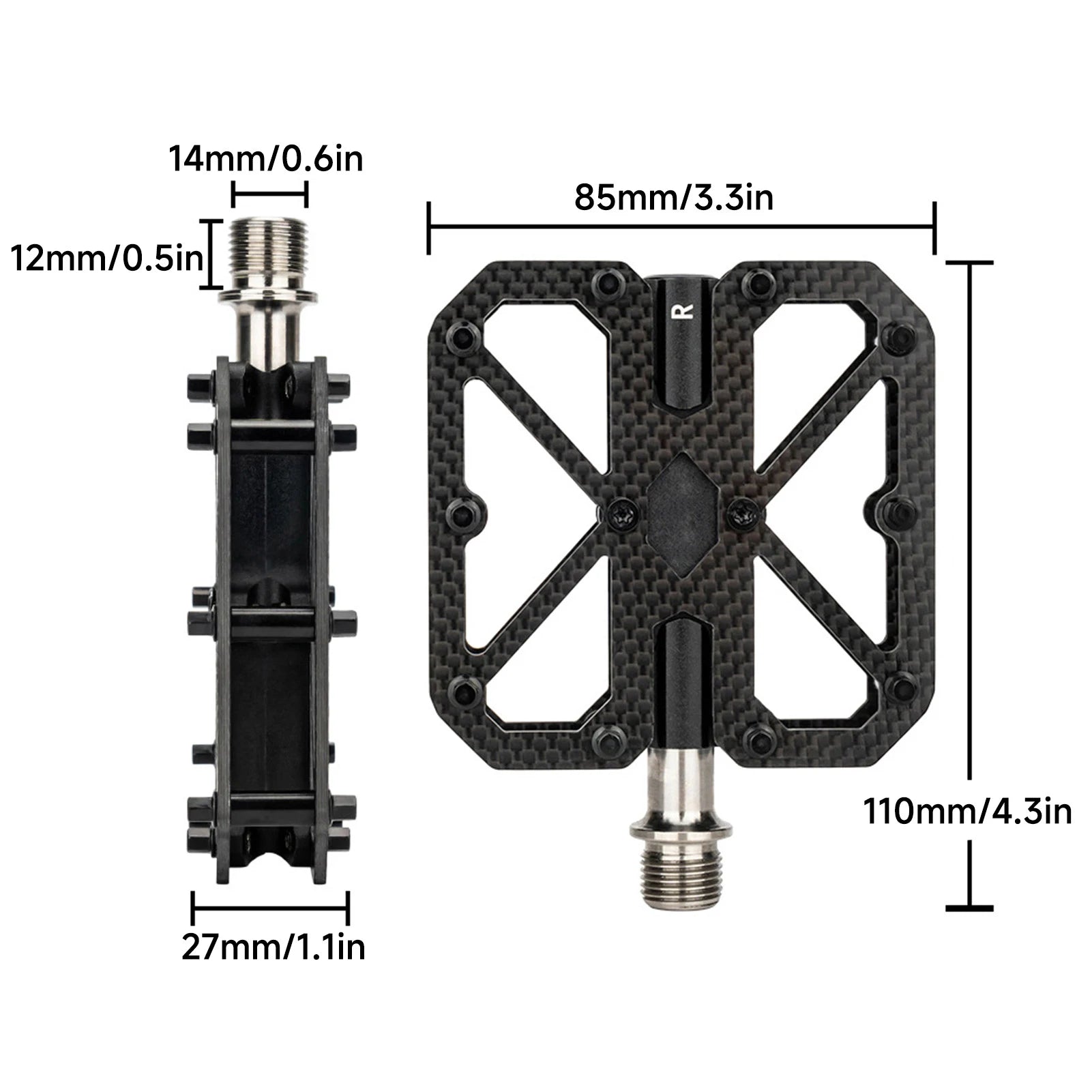 Bike Pedals Carbon Composite Three Bearings &ndash; Ultra-Light