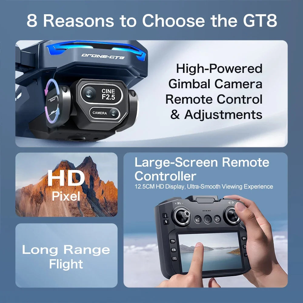 GT8 RC Drone &ndash; Obstacle Avoidance Foldable Quadcopter
