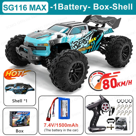JCMO SG116MAX 80KM/H Brushless 4WD Off-Road RC Car 116MAX-Shell-GiftBox