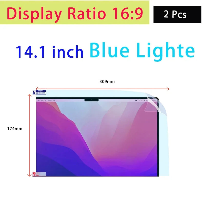 Notebook Screen Protector 13 to 15.6 Inch &ndash; Anti-Glare Soft Film for Laptops and Tablets 14 Blue 309x174mm2P