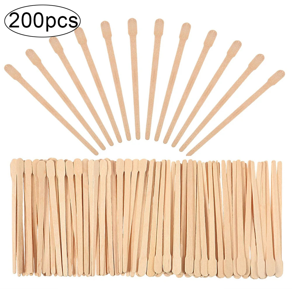200/400pcs Waxing Sticks for Smooth Face &amp; Body Hair Removal - Disposable Wooden Applicators 200pcs TypeA