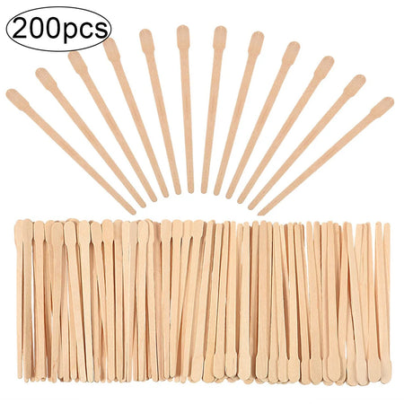 200/400pcs Waxing Sticks for Smooth Face &amp; Body Hair Removal - Disposable Wooden Applicators 200pcs TypeA