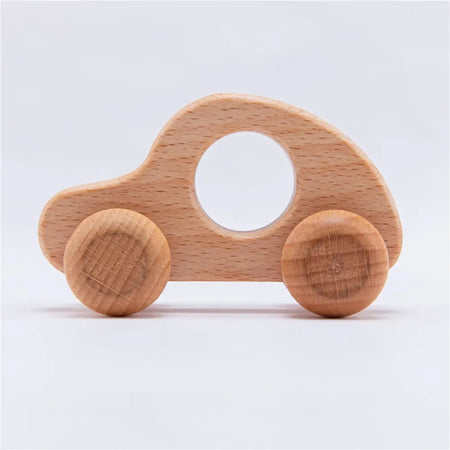 Beech Wooden Dinosaur Cartoon Car Teether Montessori Toys Car