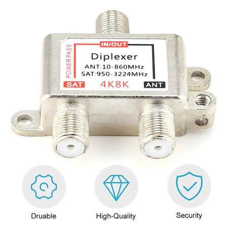 2 in 1 2 Way Satellite Splitter TV Signal Cable Signal Mixer 4K8K SAT/ANT Diplexer Satellite Separation RF Signals Dropshipping WHITE / CHINA