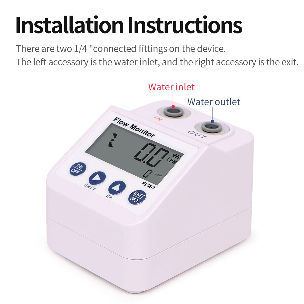 FLM-3 1/4 Inch Flow Meter &ndash; Digital Display and Power Save