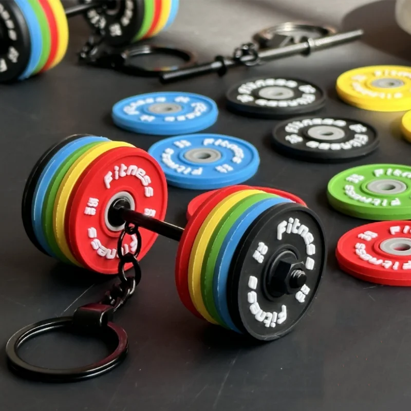 2025 Barbell Keychain - Silicone Dumbbell Gifts for Gym Lovers Barbell Set