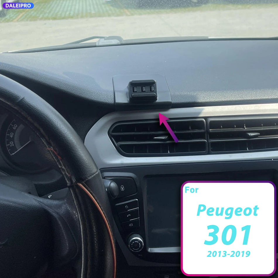 Smartphone Holder Base With ABS And Fast Charging For Peugeot 301