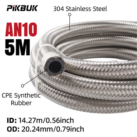 Stainless Steel Braided Fuel Hose With CPE Rubber Core AN4 AN6 AN8 by InterCyprus Trading Ltd