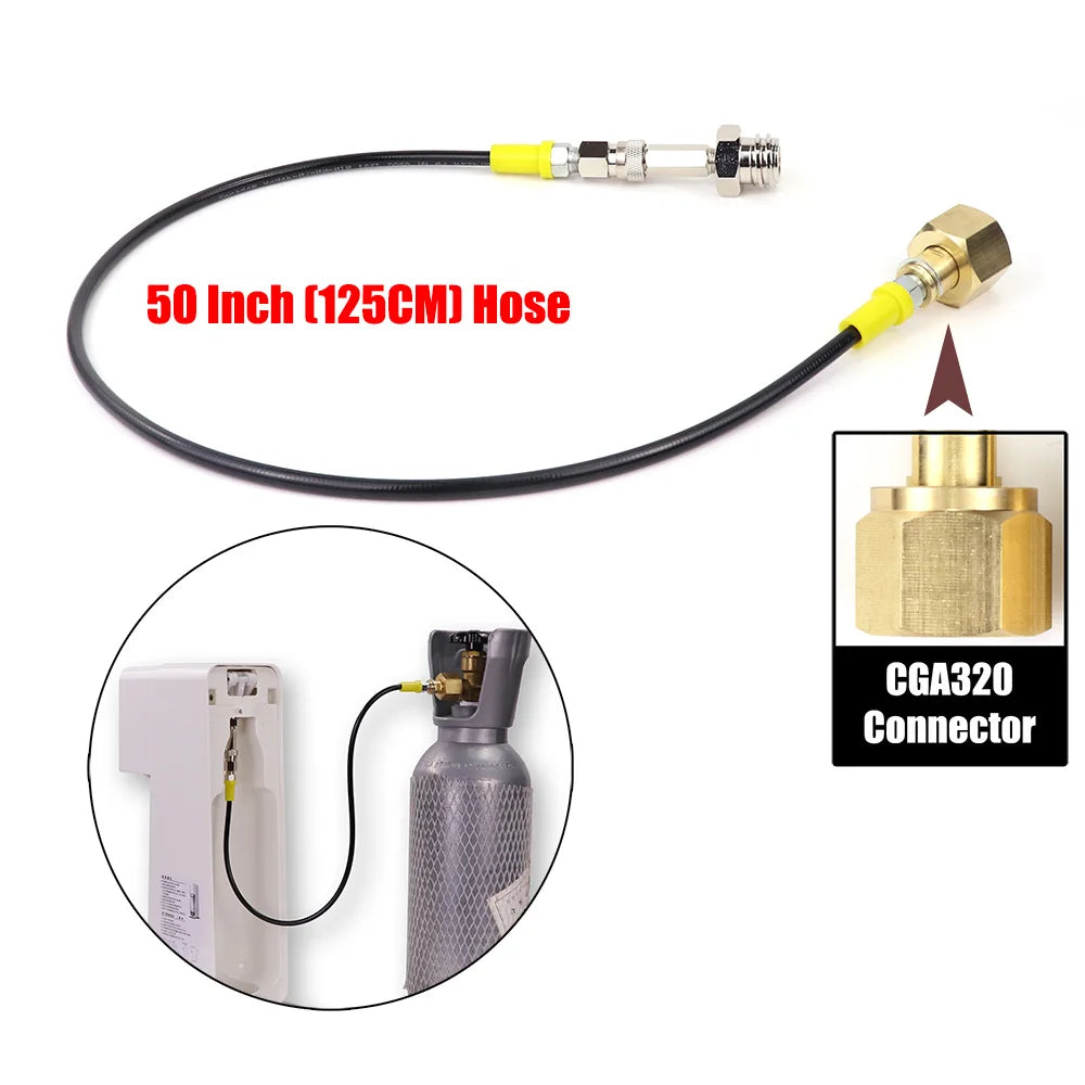 Soda Water Stream Maker Blue Cylinder &ndash; CO2 Adapter Kit CGA320 (125CM)