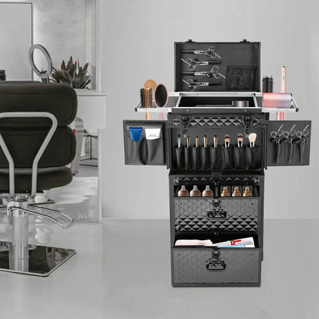 4-Tier Rolling Makeup Trolley &ndash; Lockable, 33 Lb Capacity