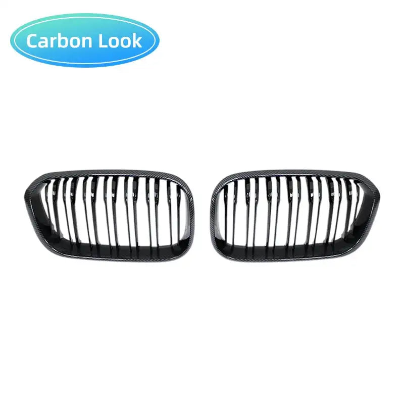 Gloss Black ABS Kidney Grille For BMW F20 F21 Hatchback Double Line Carbon