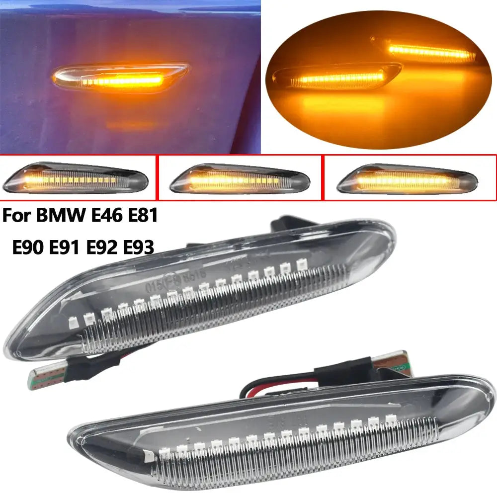 Smoke Lens Dynamic Flowing LED Turn Signal Side Marker Light Blinker Lamp For BMW E90 E91 E92 E93 E60 E87 E82 E46 Accessories by InterCyprus Trading Ltd