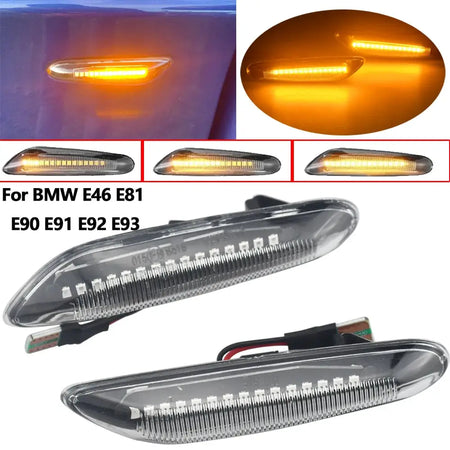 Smoke Lens Dynamic Flowing LED Turn Signal Side Marker Light Blinker Lamp For BMW E90 E91 E92 E93 E60 E87 E82 E46 Accessories by InterCyprus Trading Ltd