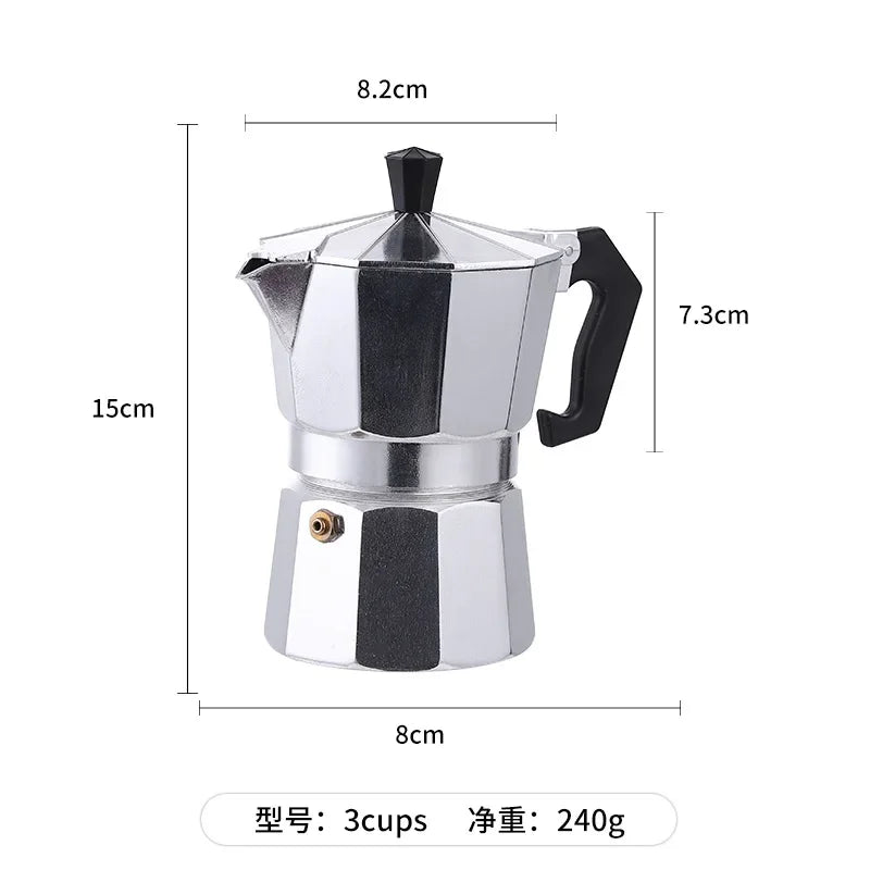 Moka Espresso Coffee Maker Pot - Stovetop Percolator for Caf&eacute; Brewing 3cup (150ML) Silvery
