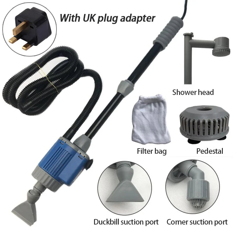 Electric Aquarium Water Change Pump - 20/28W Siphon Cleaner UK plug adapter / 28W-220V