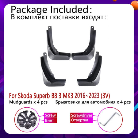 Skoda Superb B8 MK3 2016-2023 Front &amp; Rear Mudflaps - Premium Fender Guards &amp; Splash Protection Accessories
