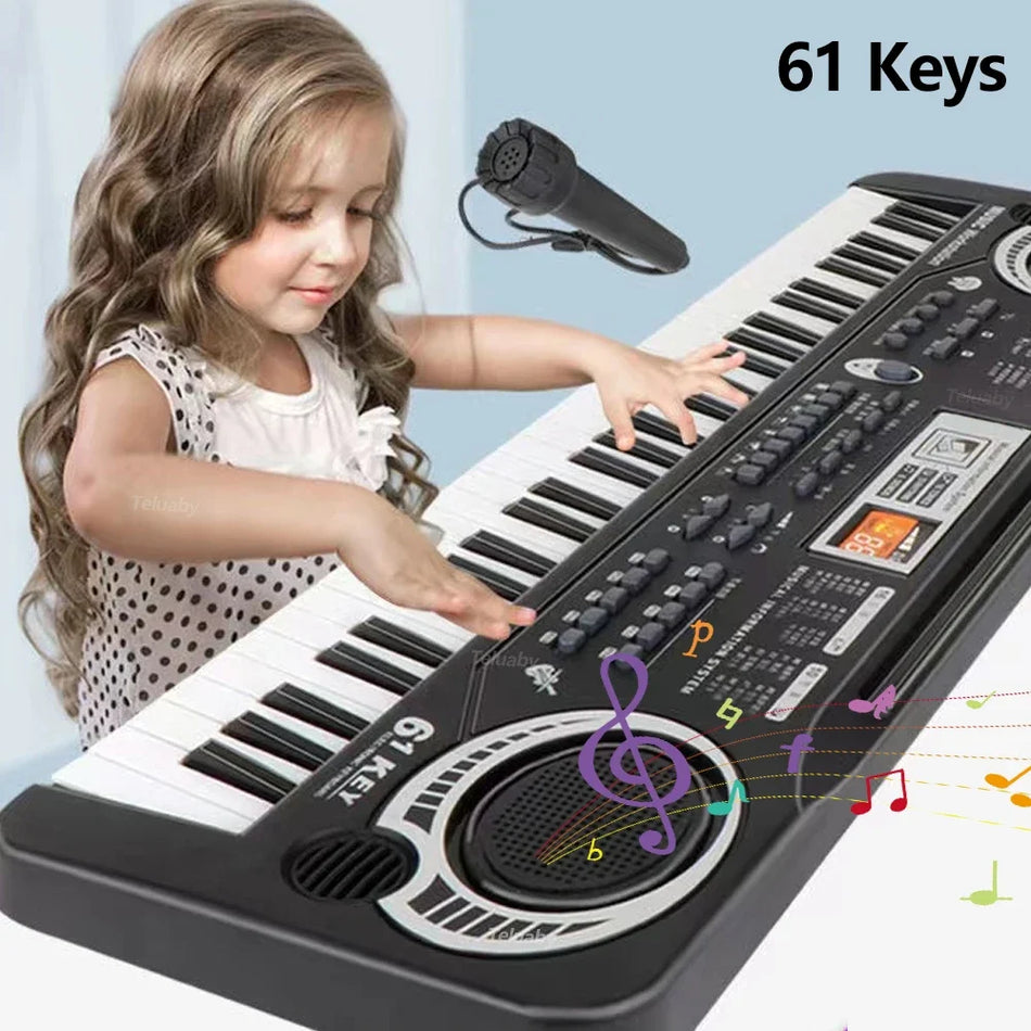🟠 Kids Electronic Piano Keyboard Portable 61 Keys Organ με μικροφώνο Εκπαιδευτικά παιχνίδια μουσικού οργάνου δώρο για το Child Beginner
