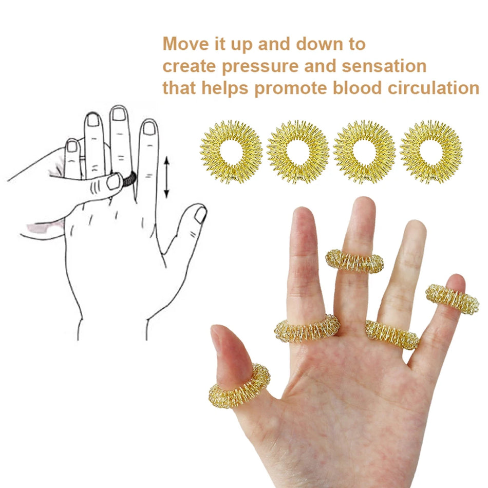 Χρυσά ασημένια επιχρυσωμένα δαχτυλίδια μασάζ με αγκάθια για ακουσπρέσαρ